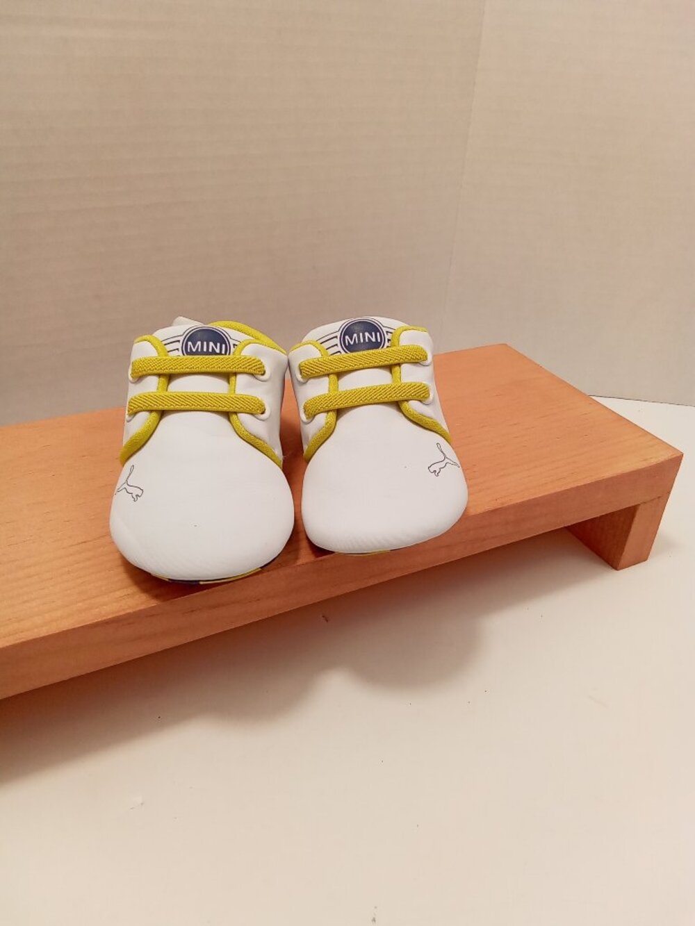Vintage Puma x Mini Cooper White Yellow Baby Crib Shoes